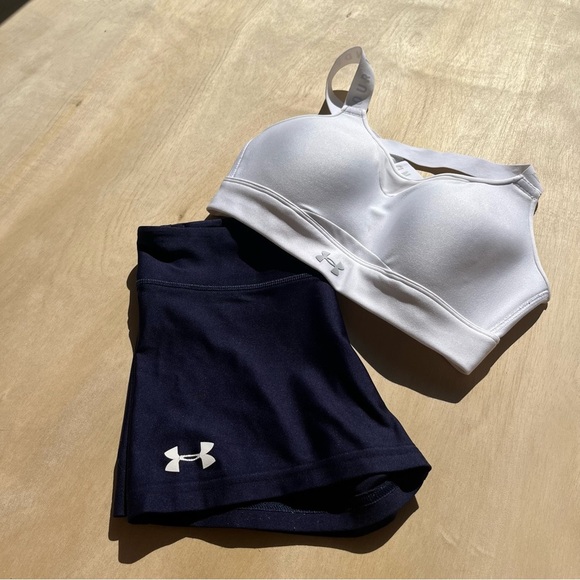 Under armor sports shorts size small athletic workout spandex fitted navy blue - Picture 5 of 7